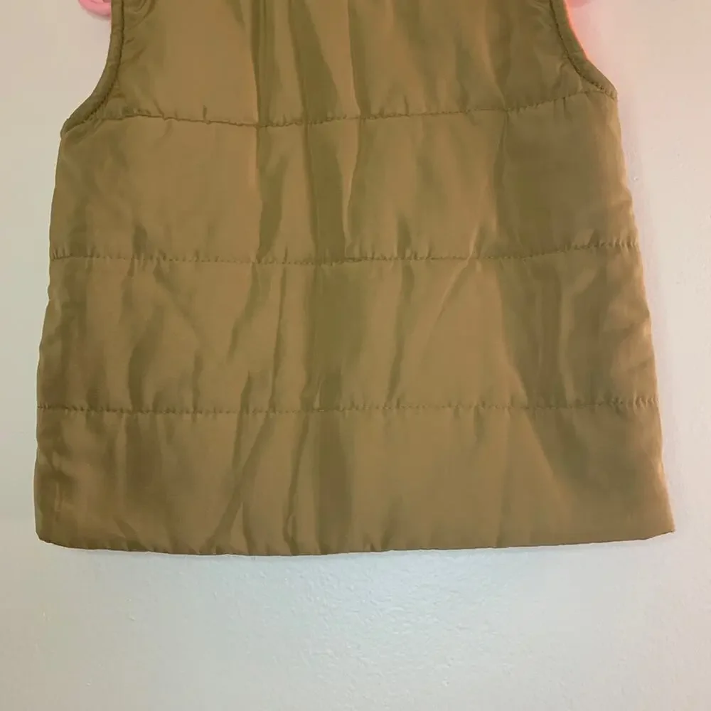 OSHKOSH B’GOSH Boy’s Tan with Orange Fleece Lining Snap Up Vest / Size: 18 Mos